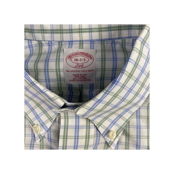 Brooks Brothers 346 Plaid‎ Button Down Shirt Regular Fit Mens 16 2 3 - Picture 3 of 6